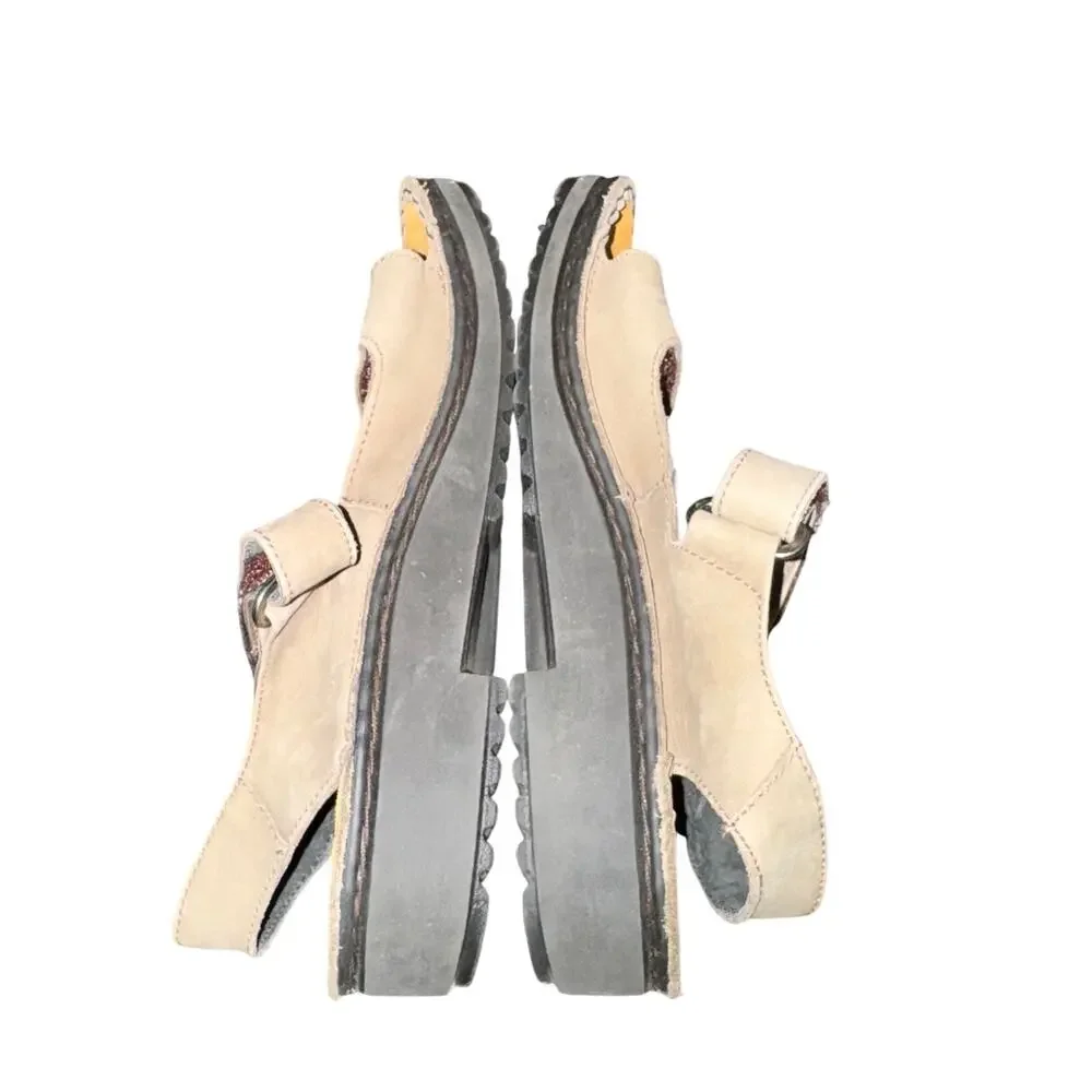 Naot Enid Sandals Women's Size 5 Beige Leather Adjustable Straps Comfort Shoes